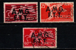 TRIESTE - AMGFTT - 1947 - DEMOCRATICA 15-25-60 LIRE - USATI - Posta Espresso