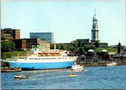 Germany Hamburg Harbor With Steamship "Prinz Hamlet" And St Michaeliskirche - Nord