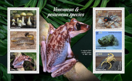 SIERRA LEONE 2023 SHEET 6V - POISONOUS TOXIC VENOMOUS - FROG FROGS MUSHROOMS SNAKES FISH FISHES SCORPION SPIDERS - MNH - Spiders