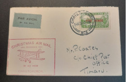 1931-Dec 24 Special Christmas Survey Flights Cat 62s Christchurch-Timaru - Cartas & Documentos