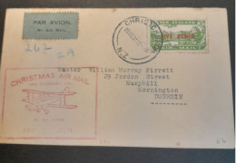 1931-24 Dec Special Christmas Survey Flights Cat 62u Christchurch-Dunedin - Storia Postale