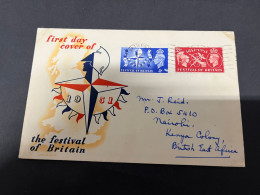 14-9-2023 (1 U 9) UK FDC Cover (1 Cover) 1951 - Festival Of Britain - 1952-1971 Pre-Decimal Issues