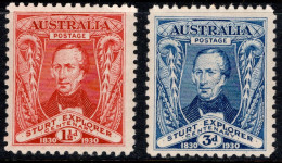 1930 Australia, SG 117-118 Capt. Sturt Exploration Of The Murray River, Pair MUH Mint Unhinged. Cat £10.25 - Nuevos