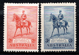 1935 Australia, SG 156-157 King George Silver Anniversary, 2d Red And 3d Blue, Unused No Gum Cat £13.25 - Mint Stamps