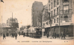 FRANCE - Asnières - Carrefour Des Bourguignons - TRAMWAY - Animé - Carte Postale Ancienne - Asnieres Sur Seine