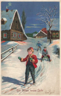 FETES ET VOEUX - Nouvel An - Des Enfants Jouant Dans La Neige - Colorisé - Carte Postale Ancienne - New Year