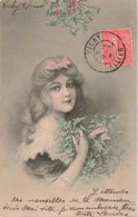 Illustrateur - Wichera - Jeune Fille Avec Du Houx - Joyeuses Pâques- Carte Postale Ancienne - Wichera