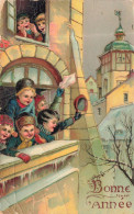 FETES ET VOEUX - Nouvel An - Des Enfants Criant à La Fenêtre - Colorisé - Carte Postale Ancienne - New Year