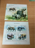 Togolaise Animals Stamp MNH X 2 Sheets - Rhinoceros