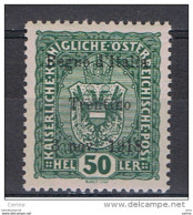 TRENTINO:  1918  SOPRASTAMPATO  -  50 H. VERDE  N. -  F. TO  G. OLIVA  -  SASS. 11 - Trentino