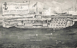 TRANSPORT - Bateaux - Captured German UC 5 - Mine Laying Submarine -  Carte Postale Ancienne - Velieri