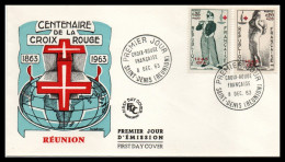 FDC Centenaire De La Croix Rouge 1963  Réunion - Andere & Zonder Classificatie