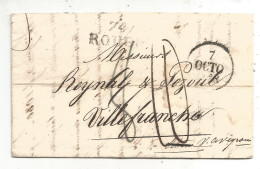 Lettre, Préphilatélie XIX E Siècle, 1826, 74, ROUEN à Villefranche, 3 Scans - 1801-1848: Vorläufer XIX