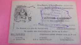 L AMBASSADE D AUVERGNE COCHERS CHAUFFEURS AUVERGNAT LIMOUSIN NI HOME NI FAME 5 RUE D ARGENTEUIL PARIS 01 COCHON - Paris (01)