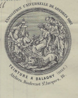 1864 ENTETE Poiret Frères & Neveu Laines Cotons « Au Bon Pasteur » Paris St Epin (Nord) Baligny (Oise) Et Saleux (Somme) - 1800 – 1899