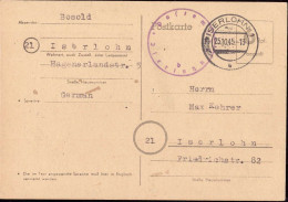 602248 | 1945, Ganzsache Der Britischen Zone Mit Postamtssiegel  | Iserlohn (W - 5860), -, - - OC38/54 Belgian Occupation In Germany