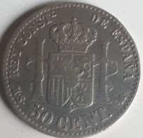 SPANJE : 50 CENTIMOS  1880 MS-M  KM 685 - Premières Frappes