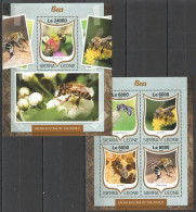 St283 2016 Sierra Leone Insects Fauna Bees Kb+Bl Mnh Stamps - Abeilles