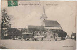 Dépt 77 - SAVIGNY-LE-TEMPLE - La Place Et L'Église - Roulotte De Nomades - Rétameurs - Savigny Le Temple