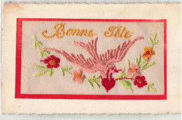 FANTAISIES  - Brodée - Bonne Fête - Colorisé - Carte Postale Ancienne - Embroidered