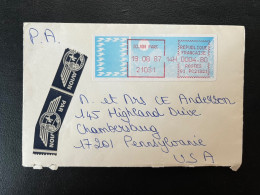 ENVELOPPE LISA / DIJON PARC 1987 POUR PENNSYLVANIE USA - Covers & Documents