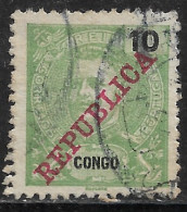 Portuguese Congo – 1911 King Carlos Overprinted REPUBLICA 10 Réis Used Stamp - Congo Portoghese