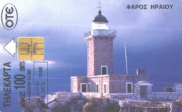 Greece:Used Phonecard, OTE, 100 Units, Hpaioy Lighthouse, Loytpaki Aerial View, 1996 - Fari