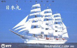 Japan:Used Phonecard, NTT, 105 Units, Large Sailing Ship - Boats