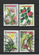  Uganda Blumen Kleines Lot 4 Werte Gestempelt - Uganda (1962-...)