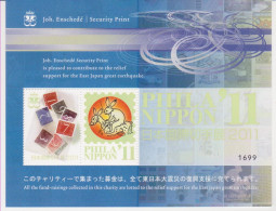 Japan 2011 Philanippon Enschede NV Charity Sheet For Earthquake Relief Numbered (see Description) - Blokken & Velletjes
