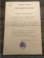 Certificat De Réception Au Doctorat De Médecine Albert Dercheu 1896 Frenoy Les Royes ( Somme) - Diplômes & Bulletins Scolaires