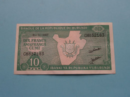 10 Francs AMAFRANGA CUMI ( 1-11-2007 ) BURUNDI ( See Scans ) XF ! - Burundi