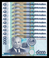 Laos Lao Lot 10 Banknotes 2000 Kip 2011 Pick 41 Sc Unc - Laos