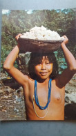 CPSM JEUNE INDIENNE PORTANT DU MANIOC PARC DE XINGU AMERIQUE BRASIL BRESIL NATIVO AMAZONIE SEINS NUS ETHNIQUE ET CULTURE - Amerika