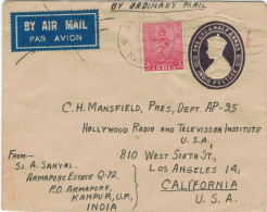 Sanyal Armapore Kanpur 1949 > Mansfield Los Angeles - Ganzsache ZufrANKIERUNG - Enveloppes