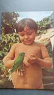 CPSM INDIEN ENFANT OISEAU PERROQUET UAIKA TRIBU PUKIMABUETERI AMERIQUE BRASIL BRESIL NATIVO AMAZONIE  ETHNIQUE CULTURE - America