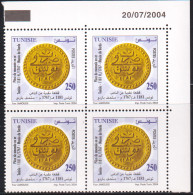 2004 -Tunisie/ Y&T1516 -Anciennes Monnaies- Piéce En Or De 1767 -  En Bloc De 4 Coin Daté 4 V/MNH***** - Tunisie (1956-...)