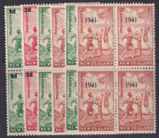 New Zealand, Scott B14-B19 (SG 611-612, 626-627, 632-633), MNH Blocks Of Four - Ongebruikt