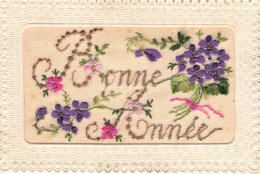 FANTAISIE - Carte Brodée - Bonne Année - Carte Postale Ancienne - Embroidered