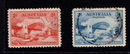 1932 Australia, SG 141-142, 2d Red & 3d Blue Harbour Bridge, Fine Used Cat. £15.25 - Usati