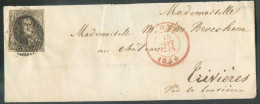 N°6 - Médaillon 10 Centimes Brun, Margé, Obl; P.83 Sur Lettre De MONS Le 15 Sept. 1856 Vers Trivières (La Louvière)   - - 1851-1857 Medallones (6/8)
