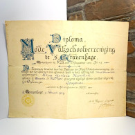 Antique Diploma Fashion School Vereeniging 1924 Dressmaker Netherlands Original - Diplômes & Bulletins Scolaires