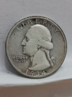 WASHINGTON QUARTER DOLLAR ARGENT 1934 PHILADELPHIE USA / SILVER 1/4 DOLLAR - 1932-1998: Washington