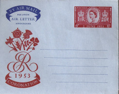 GRANDE BRETAGNE /  / AEROGRAMME DE 6d DE 1953 COURONNEMENT DE S.M.ELISABETH II - Material Postal