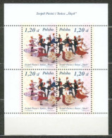 POLAND MNH ** 3827-3828 En Bloc Feuillet GROUPE DE DANSES FOLKLORIQUES SLASK. DANSE. FOLKLORE - Unused Stamps