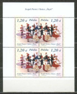 POLAND MNH ** 3827-3828 En Bloc Feuillet GROUPE DE DANSES FOLKLORIQUES SLASK. DANSE. FOLKLORE - Ongebruikt