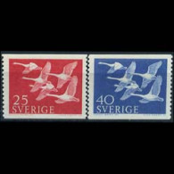 SWEDEN 1956 - Scott# 492-3 Whooper Swans Set Of 2 LH - Ungebraucht