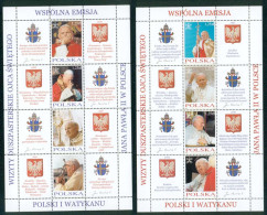 POLAND MNH ** 3860-3867 Pape JEAN PAUL II Religion - Full Sheets