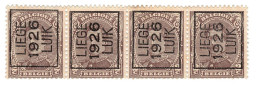 PRE132A-II  1926 - LIEGE 1926 LUIK En Bande De 4.  Sans Gomme, Trace De Charnière - Typo Precancels 1922-26 (Albert I)