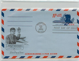 USA  -   Aerogramme - FDC 1965 -  11c.  Kennedy - 1961-80